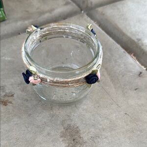 Wedding or Other Use - Decorative Glass Jar with Floral Accents - Set Of 10